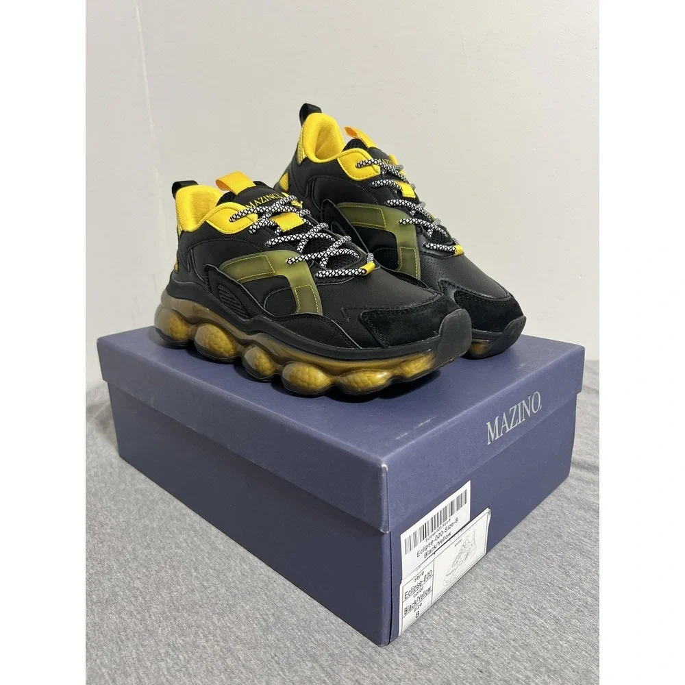 Mazino Shoes Mens Size 8 Black Yellow Eclipse Chunky‎ Dad Sneakers Eclipse-000